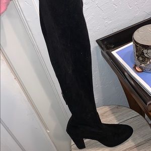 Black suede knee high boots from SHEEK